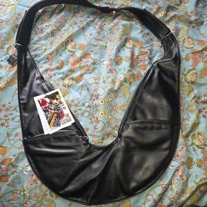 SASH Faux Leather Black Hobo Bag